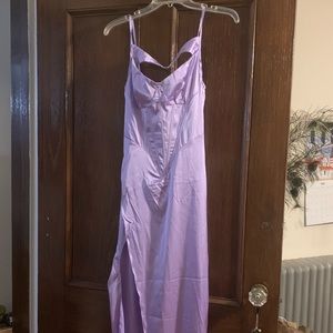 Silky lavender slit dress